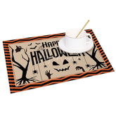 Aperturee - Aperturee Spooky Bat Halloween Set of 4 Placemats with Black and Orange Frame for Holiday Party Decorations