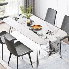 Aperturee - Aperturee Spooky Black Crow and Tree Halloween Table Runner Moody Gothic Decor Haunted Forest Themed Party Decoration