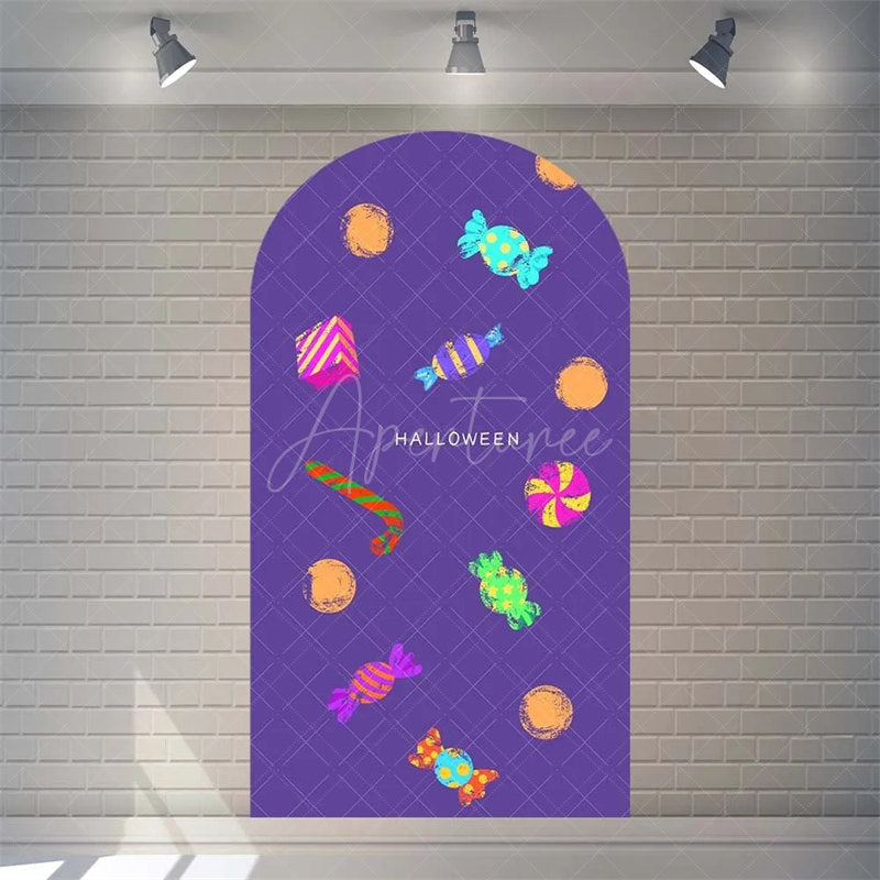 Aperturee - Aperturee Spooky Castle Halloween Arch Backdrop Haunted Party Decor with Bat Spider Web Happy Halloween Photo Prop for Indoor