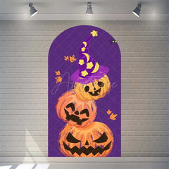 Aperturee - Aperturee Spooky Castle Halloween Arch Backdrop Haunted Party Decor with Bat Spider Web Happy Halloween Photo Prop for Indoor