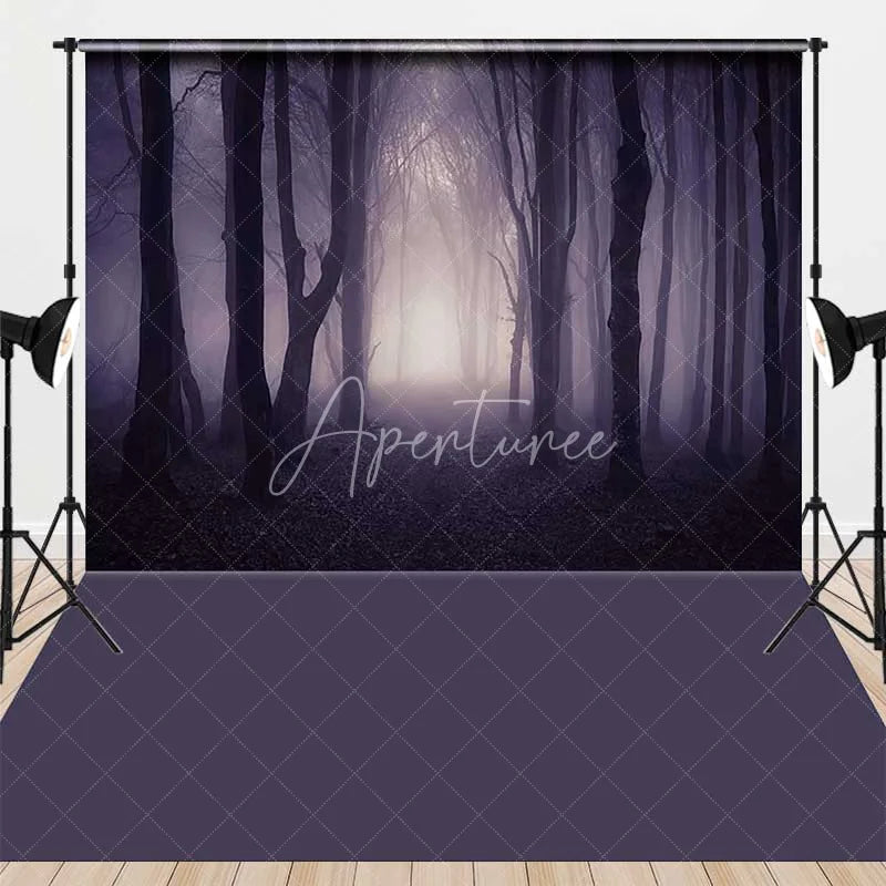Aperturee - Aperturee Spooky Foggy Forest Combo Set Backdrop Haunted Woods for Halloween Dark Enchanted Photography Background