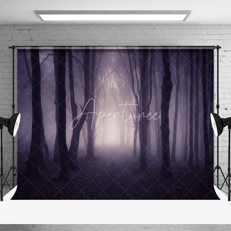 Aperturee - Aperturee Spooky Foggy Forest Combo Set Backdrop Haunted Woods for Halloween Dark Enchanted Photography Background