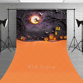 Aperturee Aperturee Spooky Halloween Cake Smash Sweep Backdrop with Floor Haunted House and Jack O’ Lanterns First Birthday Photo Prop