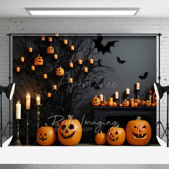 Aperturee Aperturee Spooky Halloween Fireplace and Floor Combo Set Backdrop Mantel with Jack O’ Lanterns Gothic Studio Photo Prop