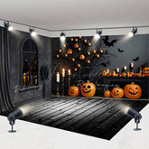 Aperturee Aperturee Spooky Halloween Room Set Backdrop Haunted Fireplace with Jack O’ Lanterns Gothic Studio Photography Prop