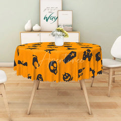 Aperturee - Aperturee Spooky Halloween Round Tablecloth with Ghosts and Jack-O’-Lanterns for Haunted Party Decorations