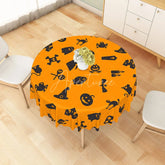 Aperturee - Aperturee Spooky Halloween Round Tablecloth with Ghosts and Jack-O’-Lanterns for Haunted Party Decorations