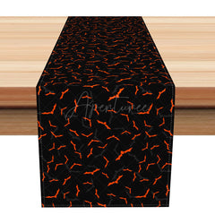 Aperturee - Aperturee Spooky Red and Black Halloween Table Runner Goth Abstract Design for a Horror Vibe Haunted House Party Decor