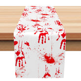 Aperturee - Aperturee Spooky Red Handprint Halloween Table Runner Horror Themed Party Decoration Haunted House or a Zombie Apocalypse