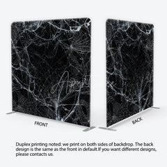 Aperturee - Aperturee Spooky White Spider Web and Cobweb Square Double-Sided Backdrop Eerie Black Background for Halloween Party