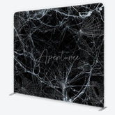 Aperturee - Aperturee Spooky White Spider Web and Cobweb Square Double-Sided Backdrop Eerie Black Background for Halloween Party