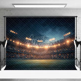 Aperturee - Aperturee Sports Backdrop Night Stadium Lights Green Field Dark Blue Sky Photography Background for Game Night Party