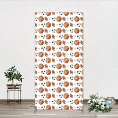 Aperturee - Aperturee Sports Balls Pattern Birthday Rectangle Backdrop Basketball Football and Soccer Balls All Star Party Background