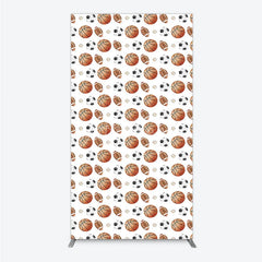 Aperturee - Aperturee Sports Balls Pattern Birthday Rectangle Backdrop Basketball Football and Soccer Balls All Star Party Background