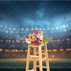 Aperturee - Aperturee Sports Field Night Sky Backdrop Festive String Lights Bokeh Photography Background Game Party Decoration