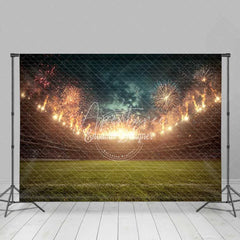 Aperturee - Aperturee Sports Stadium Celebration Backdrop Green Field Light Show Photography Background for Game Day Event