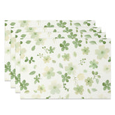 Aperturee - Aperturee Spring Boho Floral Placemats Set of 4 Fresh Green Botanical Print for Kitchen and Dining Table Decor