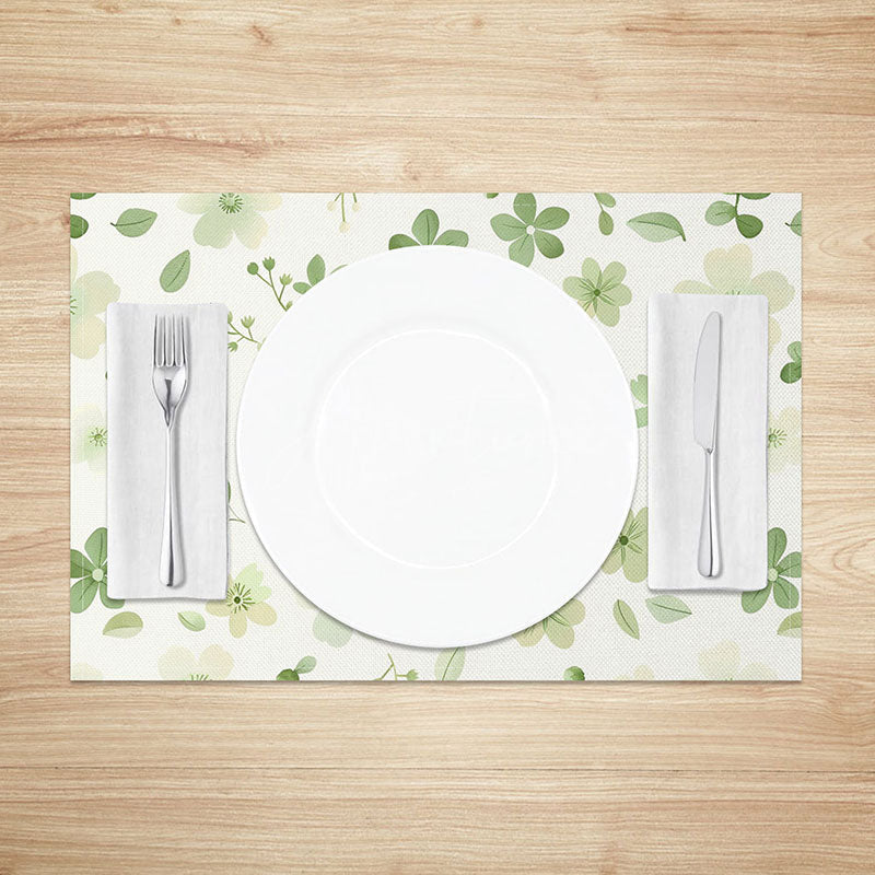 Aperturee - Aperturee Spring Boho Floral Placemats Set of 4 Fresh Green Botanical Print for Kitchen and Dining Table Decor