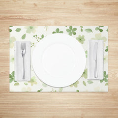 Aperturee - Aperturee Spring Boho Floral Placemats Set of 4 Fresh Green Botanical Print for Kitchen and Dining Table Decor