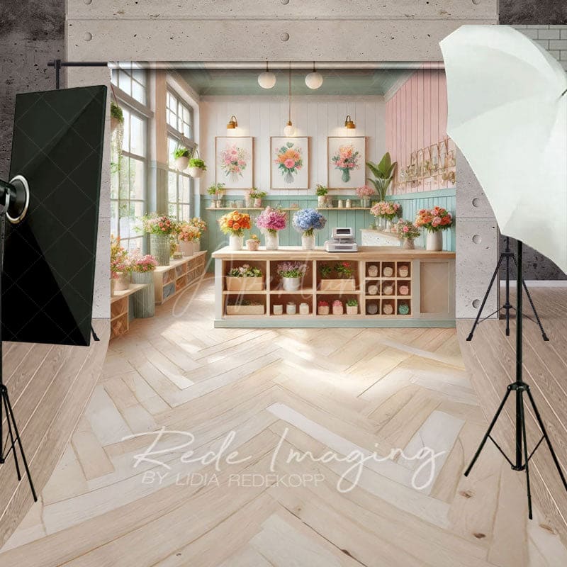 Aperturee - Aperturee Spring Bright Color Floral Fancy Room Sweep Backdrop