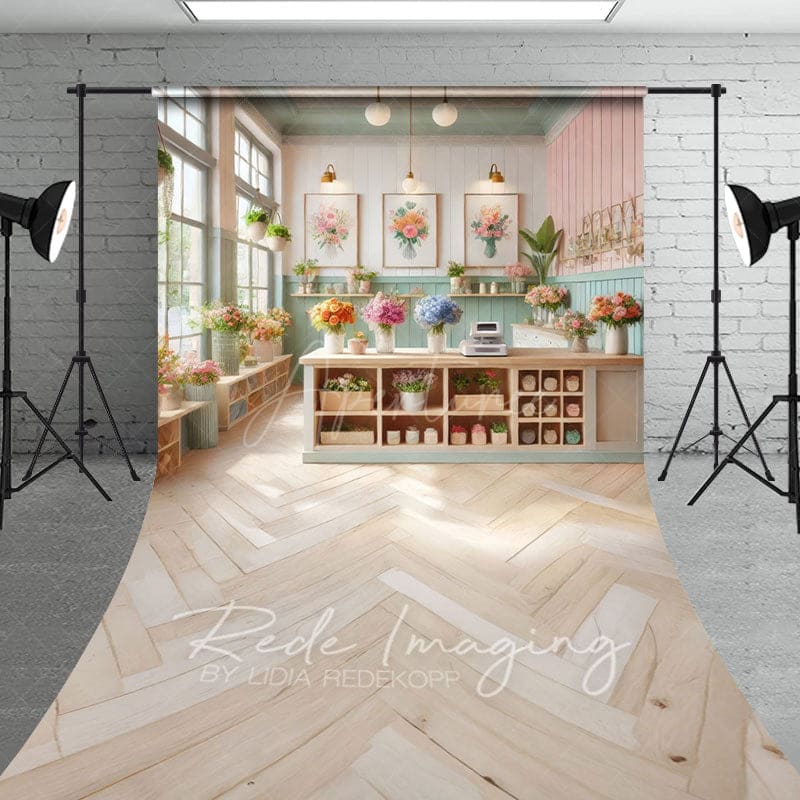 Aperturee - Aperturee Spring Bright Color Floral Fancy Room Sweep Backdrop