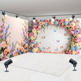 Aperturee - Aperturee Spring Color Floral Butterfly Wall Room Set Backdrop
