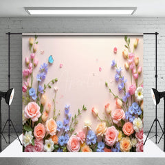 Aperturee - Aperturee Spring Color Floral Butterfly Wall Room Set Backdrop