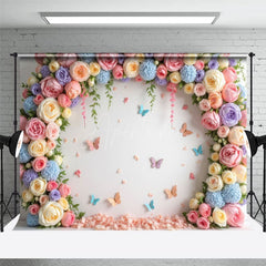 Aperturee - Aperturee Spring Color Floral Butterfly Wall Room Set Backdrop