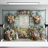 Aperturee - Aperturee Spring Color Floral Window Scene Easter Backdrop