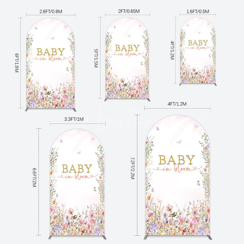 Aperturee - Aperturee Spring Colorful Floral Baby In Bloom Arch Backdrop