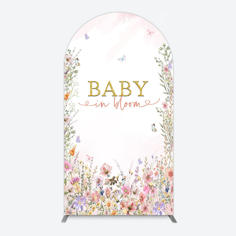 Aperturee - Aperturee Spring Colorful Floral Baby In Bloom Arch Backdrop