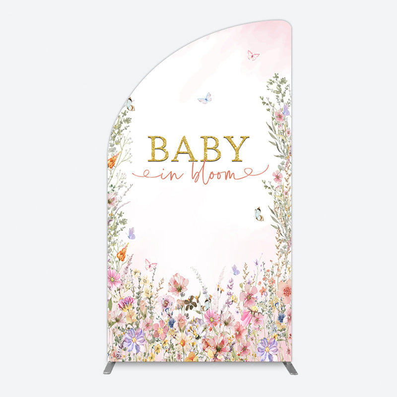 Aperturee - Aperturee Spring Colorful Floral Baby In Bloom Half Moon Arch Backdrop