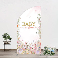 Aperturee - Aperturee Spring Colorful Floral Baby In Bloom Half Moon Arch Backdrop