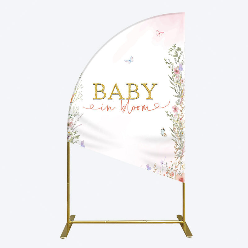 Aperturee - Aperturee Spring Colorful Floral Baby In Bloom Half Moon Arch Backdrop