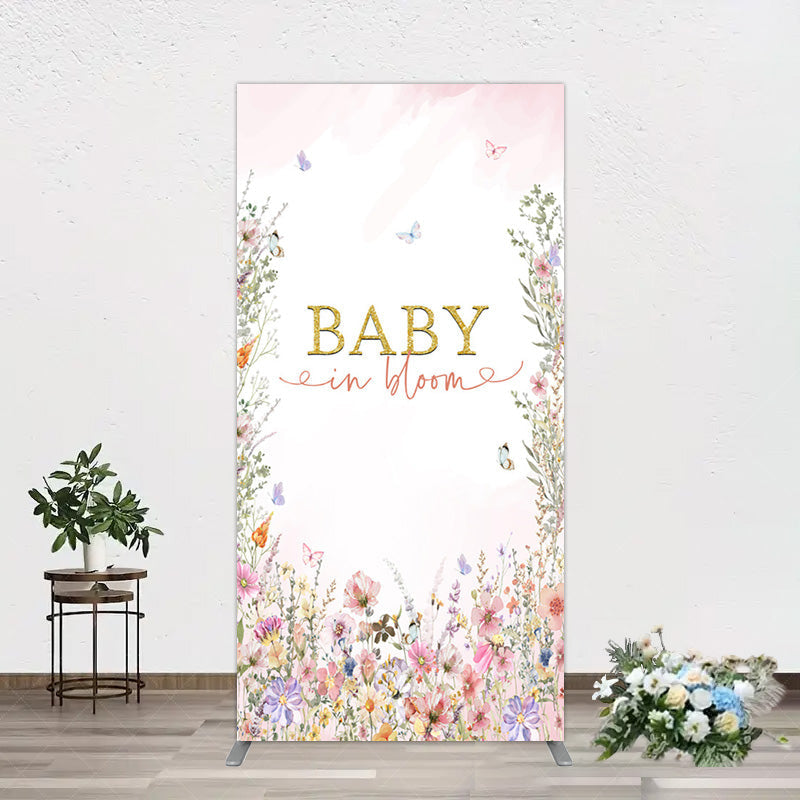 Aperturee - Aperturee Spring Colorful Floral Baby In Bloom Rectangle Backdrop