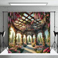 Aperturee - Aperturee Spring Colorful Floral Gazeb Wedding Photo Backdrop