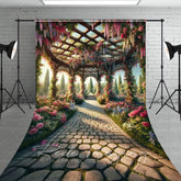 Aperturee - Aperturee Spring Colorful Floral Gazebo Wedding Sweep Backdrop