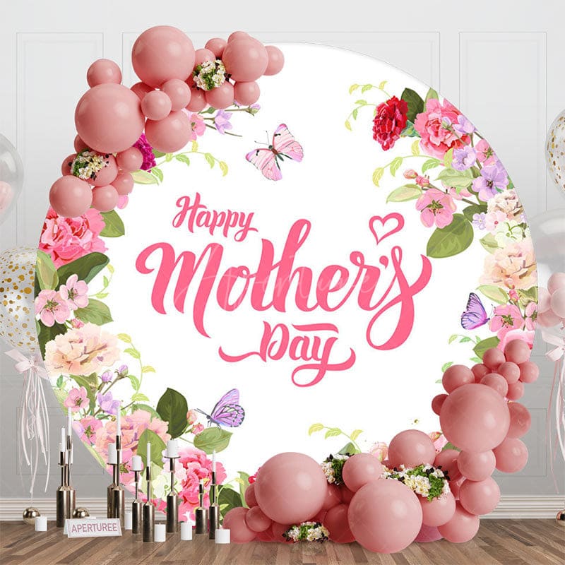 Aperturee - Aperturee Spring Colorful Floral Round Mothers Day Backdrop