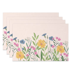 Aperturee - Aperturee Spring Colorful Wild Floral Dining Set of 4 Placemats