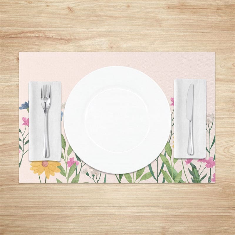 Aperturee - Aperturee Spring Colorful Wild Floral Dining Set of 4 Placemats