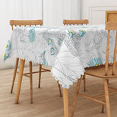Aperturee - Aperturee Spring Daisy and Wind Chime Floral Rectangle Tablecloth for Cottage and Farmhouse Kitchen Decor