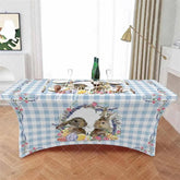 Aperturee - Aperturee Spring Easter Rabbit Eggs Chicken Stretch Table Cover