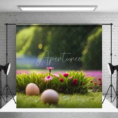 Aperturee - Aperturee Spring Easter Room Set Backdrop Sunset Farm Barn Eggs Green Grass Background Nature Scenery Photography Prop