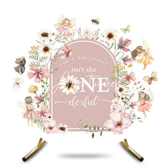 Aperturee - Aperturee Spring Fairy Floral Round Onederful Birthday Backdrop