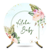 Aperturee - Aperturee Spring Floral Aloha Baby Round Gender Reveeal Backdrop