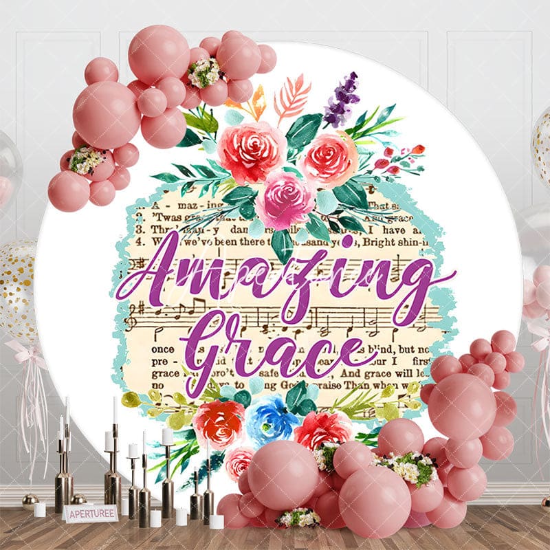 Aperturee - Aperturee Spring Floral Amazing Grace Round Easter Backdrop