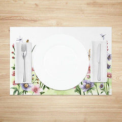 Aperturee - Aperturee Spring Floral and Butterfly Dining Set of 4 Placemats for Garden Party Easter Holiday and Kitchen Decor