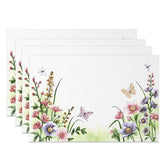 Aperturee - Aperturee Spring Floral and Butterfly Dining Set of 4 Placemats for Garden Party Easter Holiday and Kitchen Decor