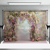 Aperturee - Aperturee Spring Floral Arch Backdrop Pink and Purple Flower Decor Enchanted Garden Wedding Photo Prop