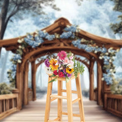 Aperturee - Aperturee Spring Floral Arch Forest Wedding Photo Backdrop